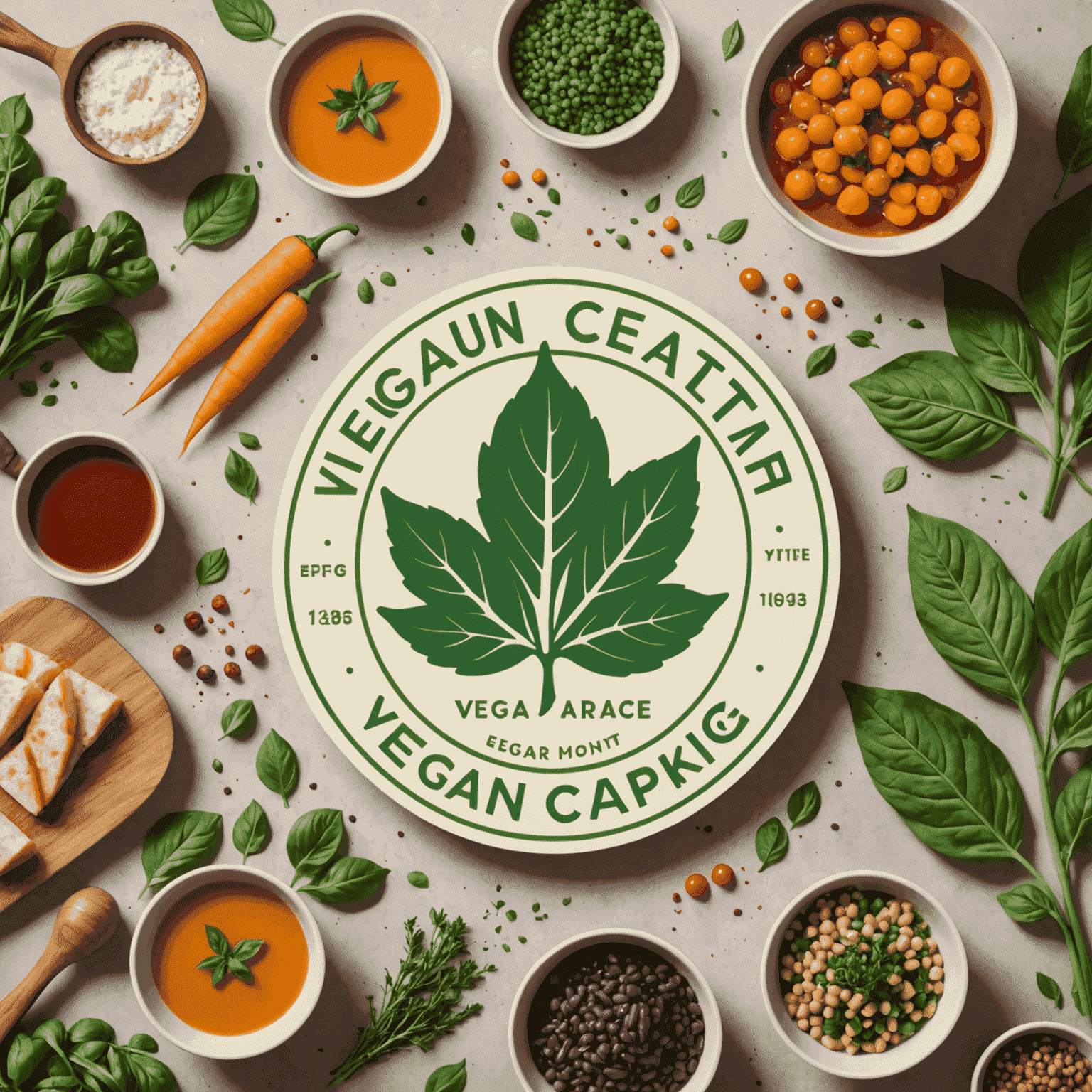 Logo de Vegan Cooking Kits con un diseño moderno que incorpora elementos de hojas y verduras