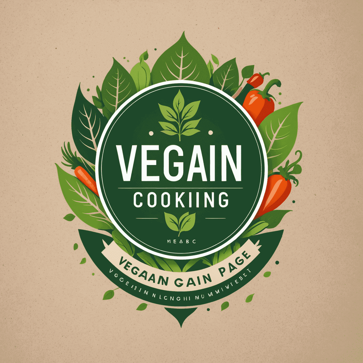 Logo de Vegan Cooking Kits con un diseño moderno que incorpora elementos de hojas y verduras
