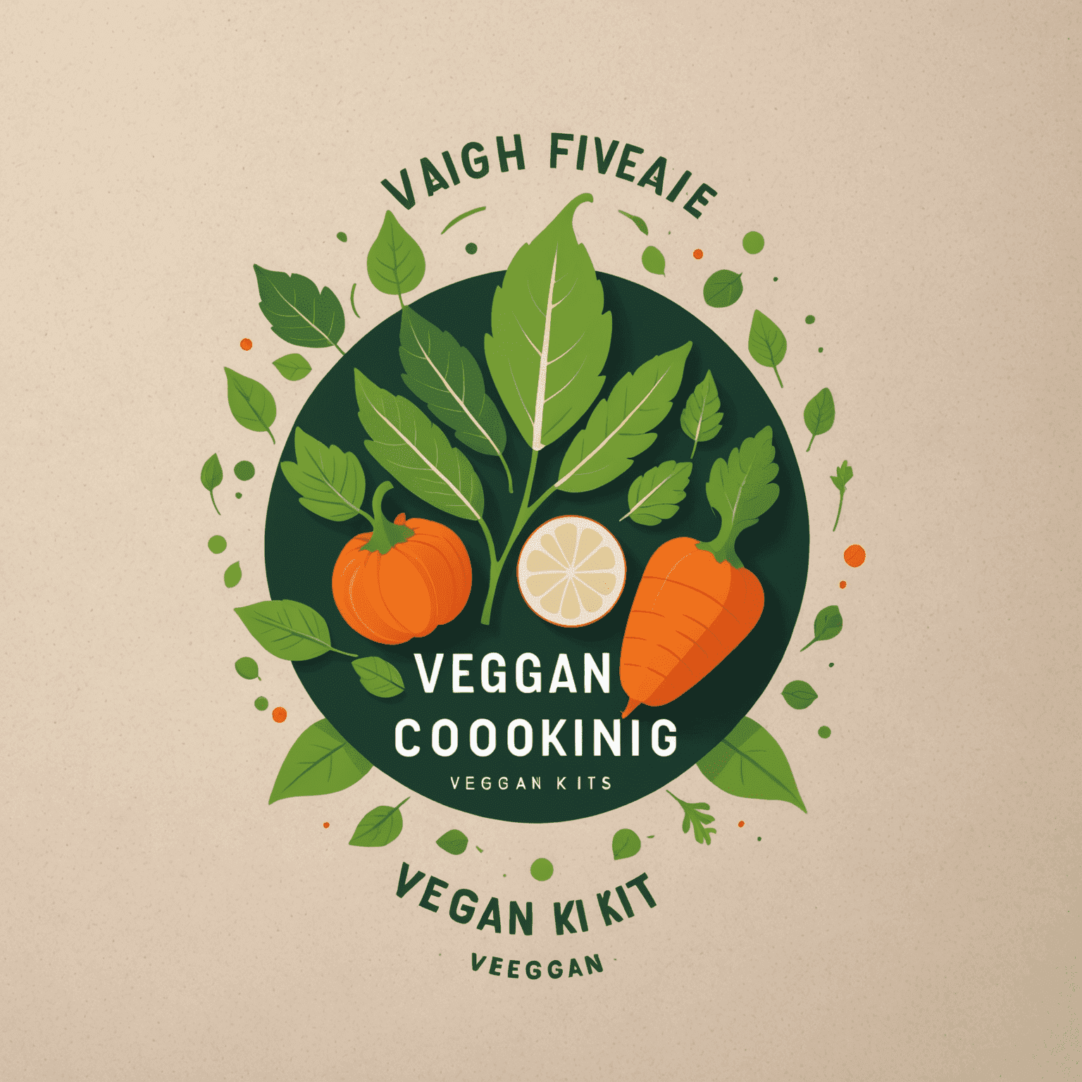 Logo de Vegan Cooking Kits con un diseño moderno que incorpora elementos de hojas y verduras