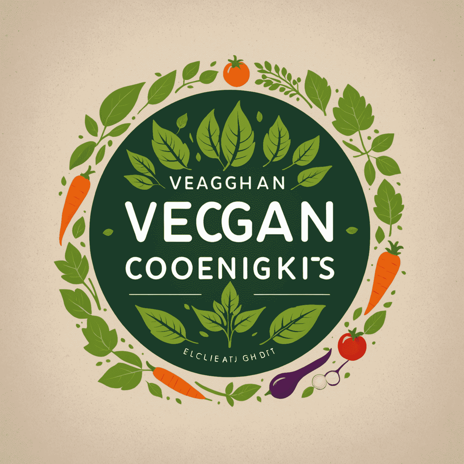 Logo de Vegan Cooking Kits con un diseño moderno que incorpora elementos de hojas y verduras